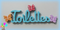 Plaque de porte mot toilettes lettres bois simple