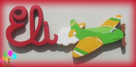 Plaque de porte prenom lettres bois avion