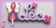 Plaque de porte prenom lettres bois fee papillons