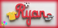 Plaque de porte prenom lettres bois football