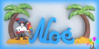 Plaque de porte prenom lettres bois pirate et palmiers