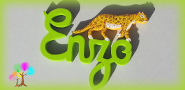 Plaque de porte prenom lettres en bois leopard