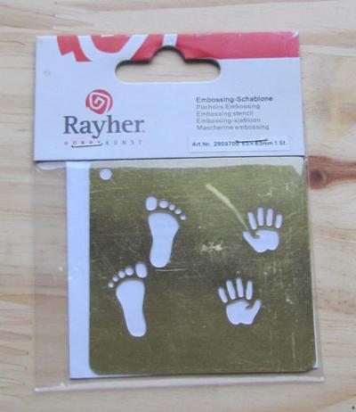 08 - pochoir embossing Rayher - pieds et mains