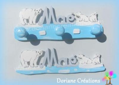 Porte manteau bois oursons polaires