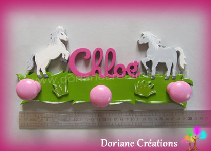 Portemanteau deco cheval avec prenom fille