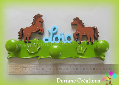 Portemanteau deco cheval avec prenom garcon