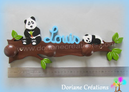 Portemanteau decor pandas avec prenom garcon