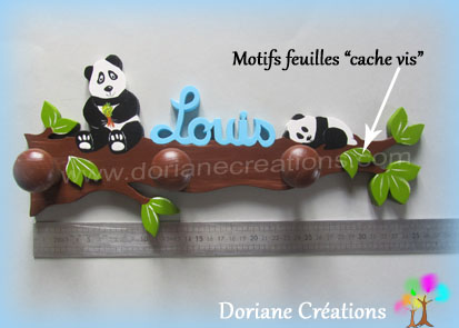 Portemanteau decor pandas avec prenom