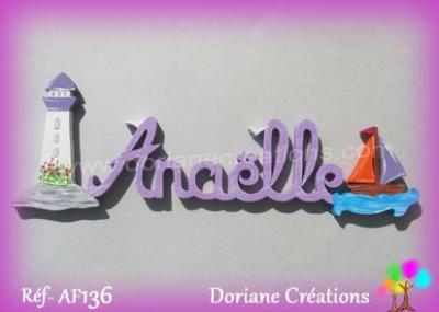 Prénom lettres en bois Anaëlle