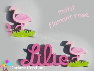 23- Motif flamant rose pour prénom en bois