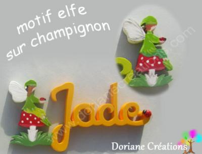 16- Motif prénom en bois elfe champignon