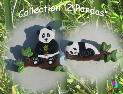 Prenom en bois 2 pandas