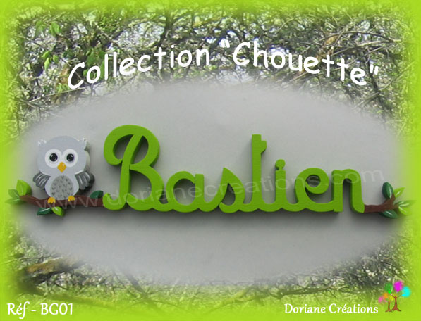Prenom en bois avec chouette 7l 1