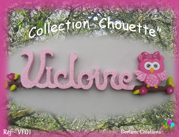 Prenom en bois avec chouette 8l