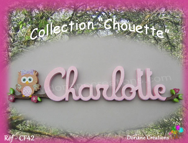 Prenom en bois avec chouette 9l