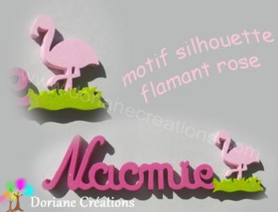 22- Motif silhouette flamant rose pour prénom en bois