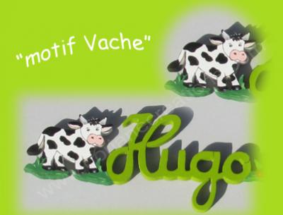 01 - Motif vache pour prénom bois