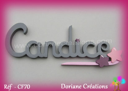 Prenom en bois candice etoiles