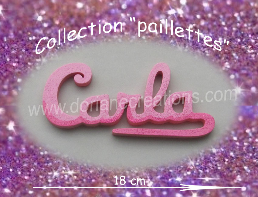 Prenom en bois carla paillettes