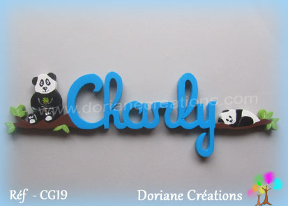 Prenom en bois charly pandas