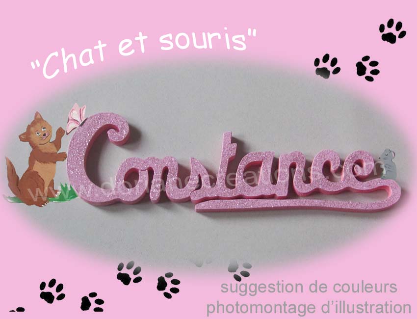 Prenom en bois chat et souris 10lettres