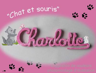 10 lettres - Prénom bois Chat et Souris