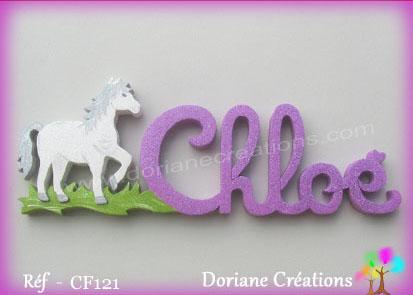 Prenom en bois chloe cheval