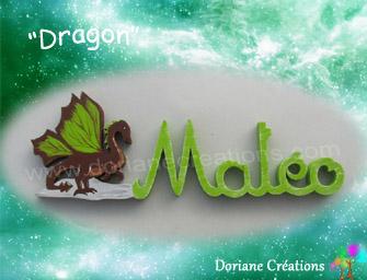 05 lettres - Prénom en bois dragon