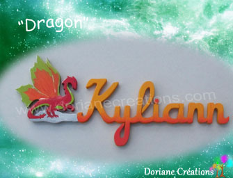 Prenom en bois dragon 7l