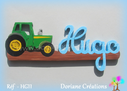 Prenom en bois hugo tracteur