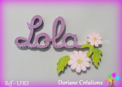 Prenom en bois lola deco fleurs