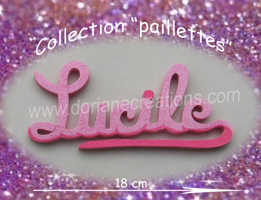 Prenom en bois lucile paillettes