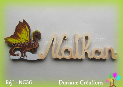 Prenom en bois nathan dragon