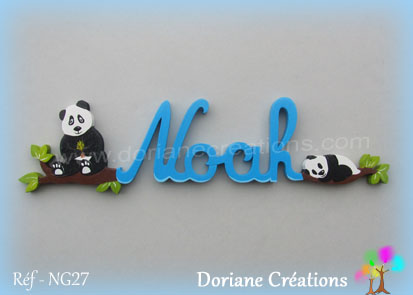 Prenom en bois noah pandas