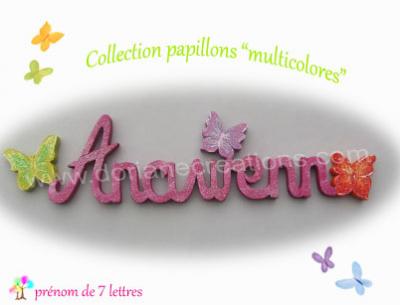07 Lettres -prénom en bois papillons multicolores