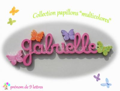 09 Lettres -prénom en bois papillons multicolores