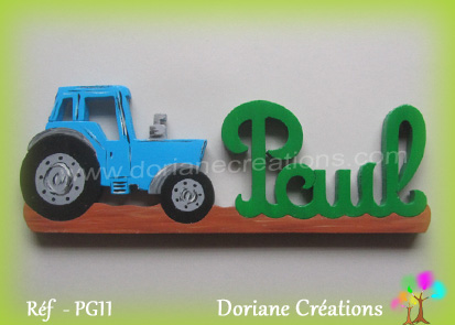 Prenom en bois paul tracteur