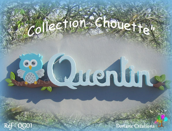 Prenom en bois peint chouette 6 lettres 1