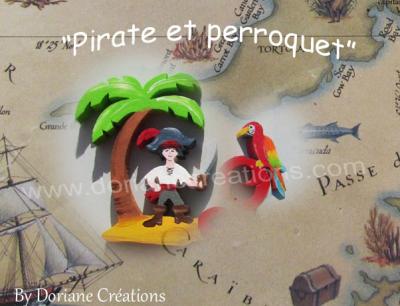 08 lettres – prénom en bois pirate et perroquet