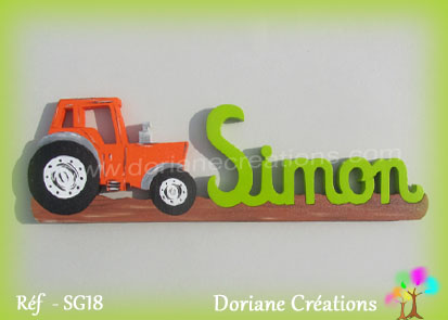 Prenom en bois simon tracteur 1