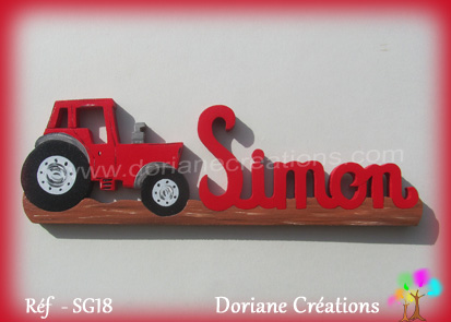 Prenom en bois simon tracteur