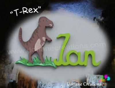 03 lettres- prénom en bois T-Rex