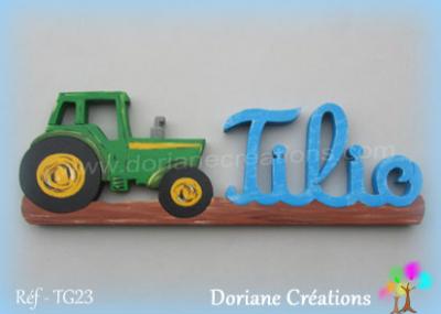 03 - Prénom lettres bois avec tracteur