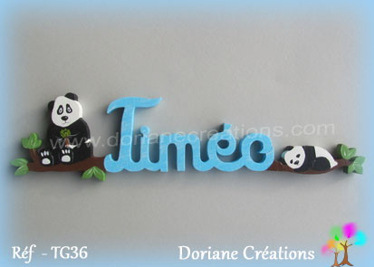 Prenom en bois timeo pandas