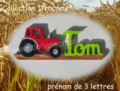 03 lettres- prénom en bois tracteur