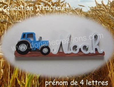 04 lettres- prénom en bois tracteur