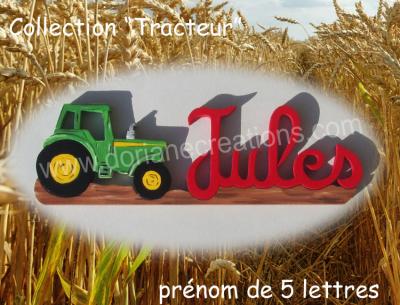 05 lettres- prénom en bois tracteur