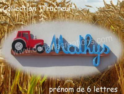 06 lettres- prénom en bois tracteur