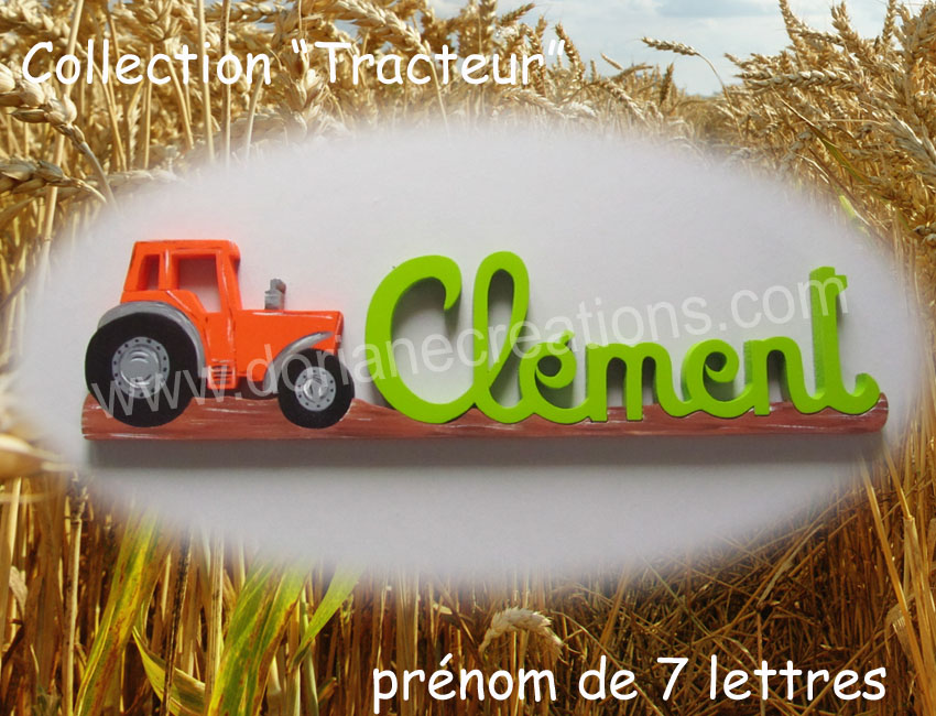 Prenom en bois tracteur 7l 1