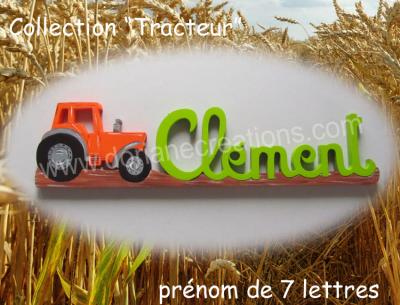 07 lettres- prénom en bois tracteur